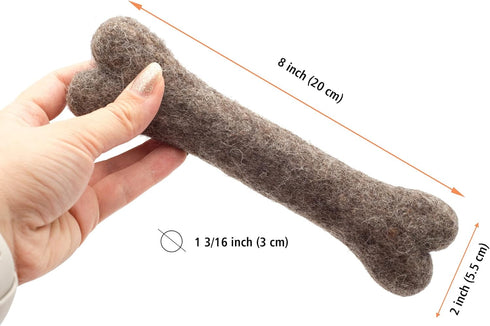 Glaciart One Felted Wool Dog Chew Bone (3 Pcs) - Durable Puppy Chew Toys for Teething & Dog Teeth Cleaning.