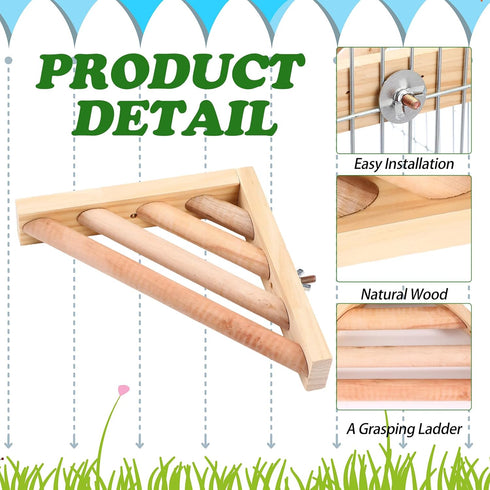3 (7.1 7.1 Inch,Ladder) Wettarn Pcs Bird Perch Platform Bird Corner Parrot Perch Corner Wooden Stand Sector Playground