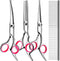 5 in 1 Dog Grooming Scissors Kit, Professional Grooming Scissors with Safety Round Tips, Titanium Coated for Dogs and