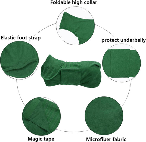 Geyecete Dog Drying Coat - Fast Dry Dog Bag, Microfibre Super Absorbent Bath Robe Towel, Luxuriously Soft-Green-XXXL