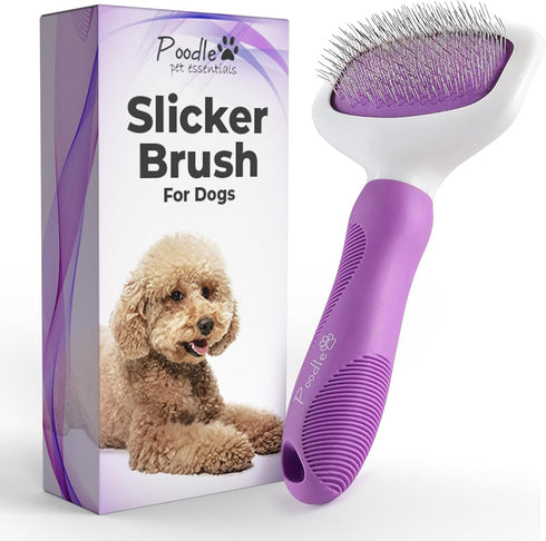 Poodle Pet Slicker Brush for Dogs, Cats, Rabbits - Matted/Loose Fur Grooming for Short/Long Hair