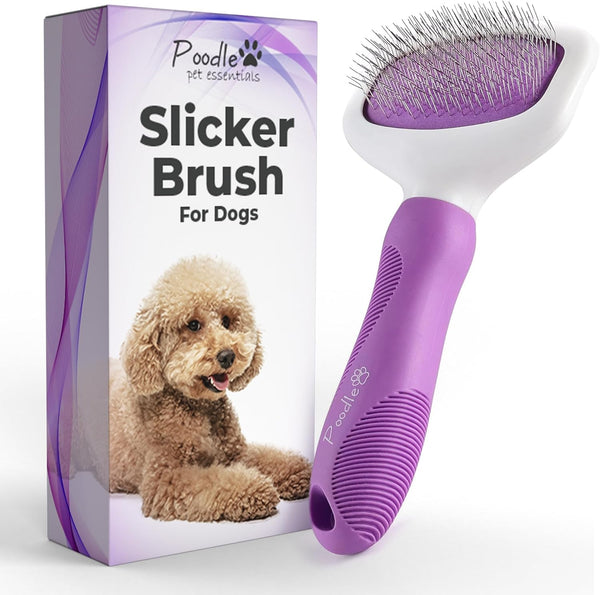 Poodle Pet Slicker Brush for Dogs, Cats, Rabbits - Matted/Loose Fur Grooming for Short/Long Hair
