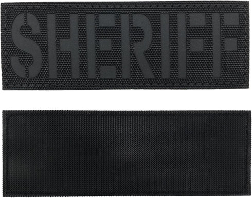 Reflective Laser Cut Sheriff Patch, Small 4x1.4 inch Subdued Black County Office Patch for Tactical Gear