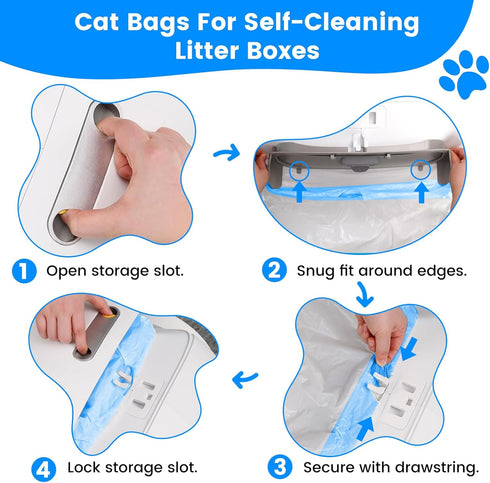 JYNSROU 60 Count Cleaning-17.7" 19.68" Cat Litter Box Liners Bags, Extra-Thick Cat Waste Bags for Self-Cleaning Litter
