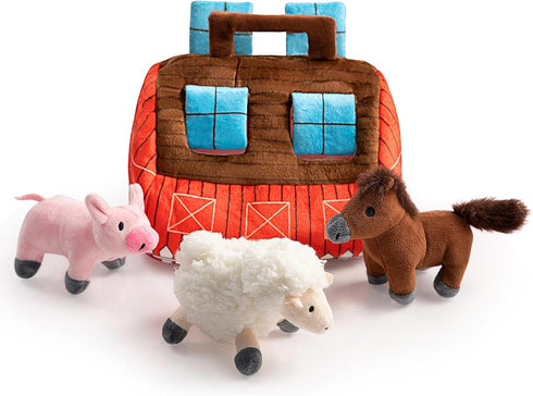 Set Interactive Plush Hide and Seek Dog Toy - Squeaky Farm Puzzle for Dogs
