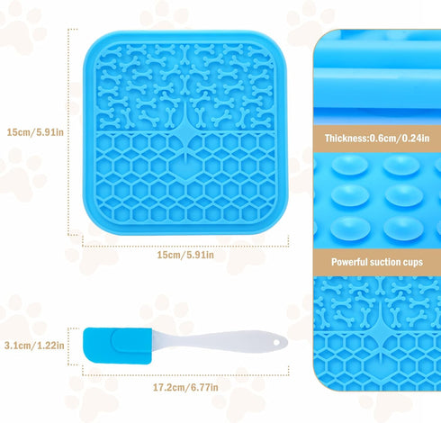 Lick Mat for Dogs, Slow Feeder Licking Pad with Suction Cups for Treats, Bathing, Grooming, Calming - 2 Pack