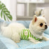 TONY HOBY Dog Pajamas, Summer Sleeveless Jumpsuit with Green Stripes for Small Medium Dogs, White & Green, XL