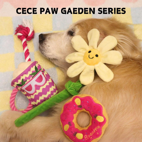 Interactive Dog Plush Toys, Crinkle Flower Rope Toy, Puppy Chew Toys for Teething, Cute Gift for Small and Medium Dogs