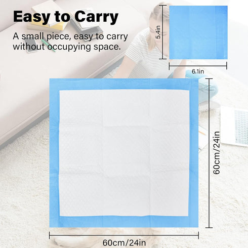 Blue Disposable Under Pads for Dogs Potty Training, Won’t Leak & Super Absorbent 4-Layer Design for Pets, 24"x24" Soft and Eco Friendly Bed Covers for Incontinence Adults and Newborn Baby(5 Count)