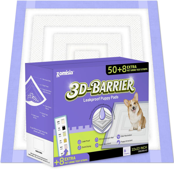 ZOMISIA 3D-Barrier Puppy Pee Pads for Dogs, 7 Cups Absorb & Rise