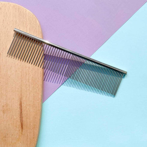Professional Stainless Steel Grooming Comb for Dogs and Cats, Rounded Ends, Greyhound Comb, Long and Short Haired Dogs