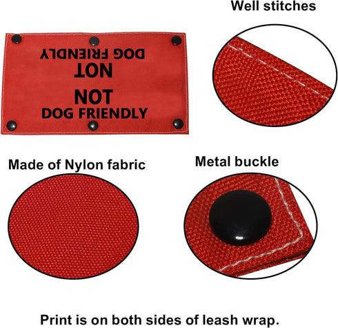 Funny Dog Leash Sleeve Not Dog Friendly, Dog Leash Wrap Alert Hanging ID Patch Tag for Pet Birthday Gift