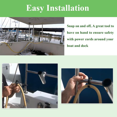 WFCYX 10 30 Amp/10 1" Pcs Electrical Marine Shore Power Cable Clips, S Style Dock Electrical Marine Holders, Hold A