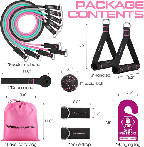 Resistance Bands Set with Handles, 150LBS Exercise Bands for Muscle Training, Ankle Straps for Men Women