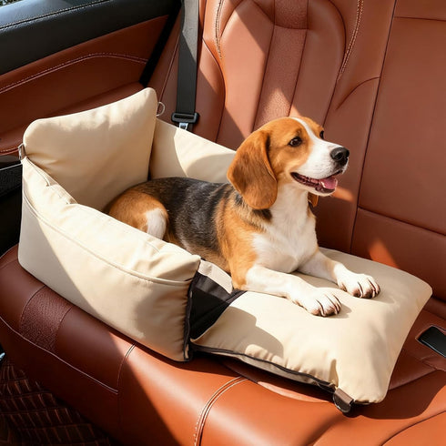 Felixora 25lbs Dog Car Seats for Small Dogs, Waterproof Puppy Car Seat with Side Handles and Large Pockets, Clip-On