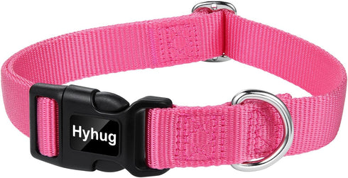 Hyhug Pets Classic Heavy Duty Collar - Solid Color Regular Collar for Large Medium Small Dogs, Candy Pink, Small
