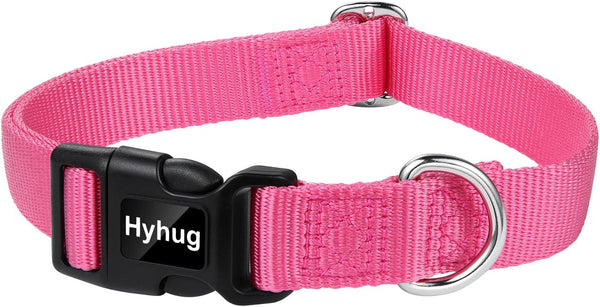 Hyhug Pets Classic Heavy Duty Collar - Solid Color Regular Collar for Large Medium Small Dogs, Candy Pink, Small