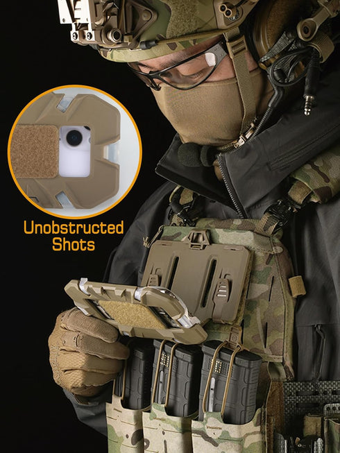 Tactical Plate Carrier Vest Attachments, Universal Phone Chest Mount for Screen Size 4.7"-6.7"