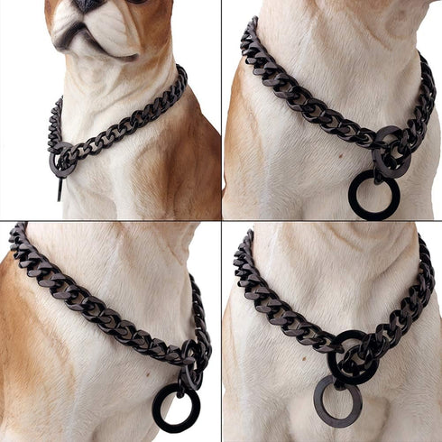 Durable Walking Dog Training Collar, Strong Stainless Steel Chain for Large Dogs