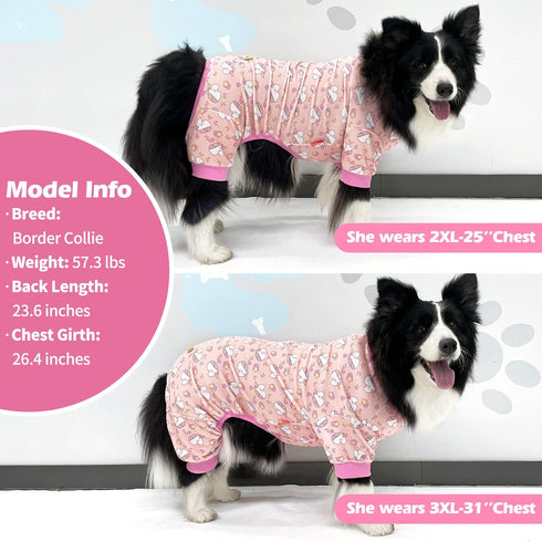 KYEESE Velvet Dog Pajamas for Medium Sized Dogs, Soft Pjs with Unicorn Pattern, 2X-Large