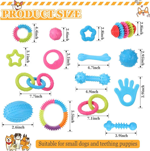 Jenaai 50 Pack Puppy Chew Toys for Teething, Soft Interactive Dog Toys, Assorted Styles for Small Dogs Anxiety Relief