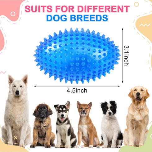 4 Pcs 4.5'' Spiky Squeaker Football Dog Toy for Medium Large Dogs, Spiky Balls for Aggressive Chewers, Fetch Training