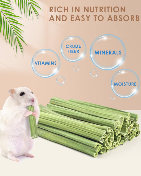 35PCS Chinchilla Bissap Rabbit Chew Sticks, Natural Papaya Stems Bunny Chews Treats for Rabbit Hamster Guinea Pig Small
