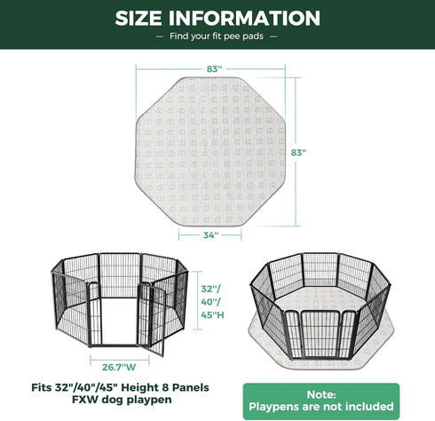32/40/45inch 8 34" 1 Pack FXW Washable Pee Pads for Dogs, Leak-Proof & Non-Slip, Specifically Designed for FXW