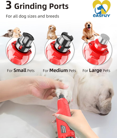 (45db) 6-Speed 2 3 Trimmer Casfuy Dog Nail Grinder Quiet - Pet Nail Grinder with LED Lights for Large Medium Small