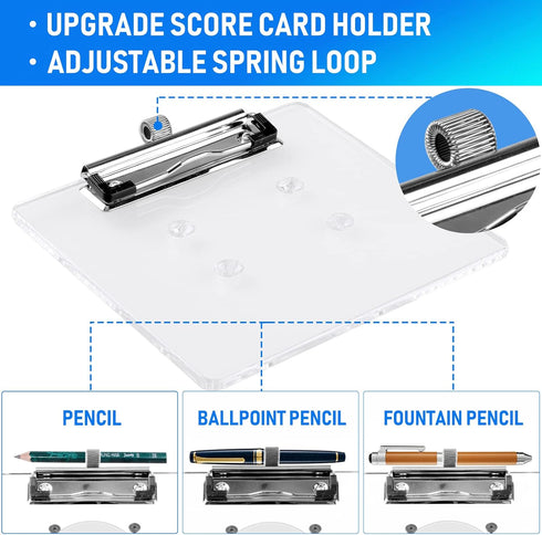 Roykaw Golf Cart Scorecard Holder with Pencil Holder, Compatible with EZGO Club Car Yamaha - 0.23” Thickness Acrylic