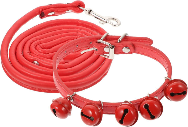 Balacoo Pet Collar and Leash Combo with Jingle Bell Dog Collar and Pulling Leash Rope Strap for Outdoor Use