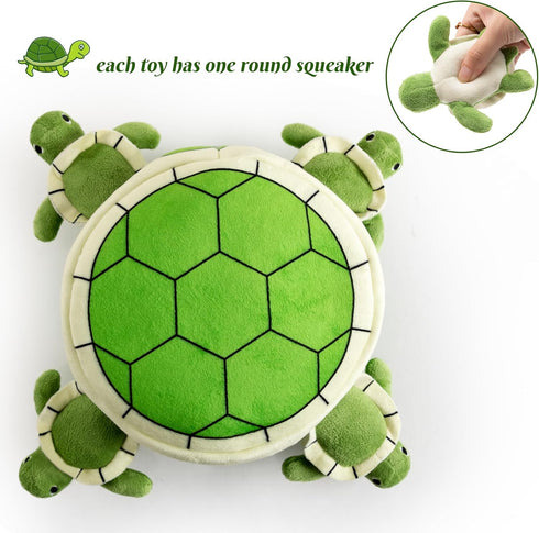 Hollypet Squeaky Dog Toy, Interactive Plush Hide and Seek Toy for Small Medium Dogs, Puppy Teeth Cleaning Turtles
