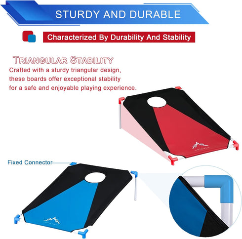Set 8 (Blue-Red,3 2-feet) Himal Portable PVC Framed Cornhole Game with Bean Bags and Carrying Bag x