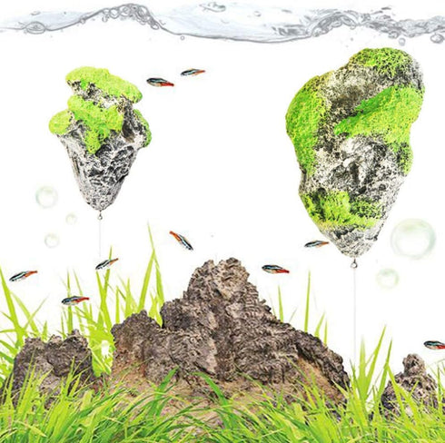 Hewnda Aquarium Decor - Floating Moss Rock Resin Stone, Small Aquarium Rock for Fish Tank Decor