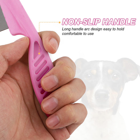 2 Packs Pet Hair Comb - 2 in 1 Multifunctional Comb for Grooming and Dehairing Face and Paws (Pink)