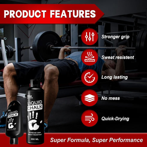 Pro Grade Liquid Chalk, Large Capacity (60 ML) Mess-Free Gym Chalk for Weightlifting, Gymnastics, Rock Climbing