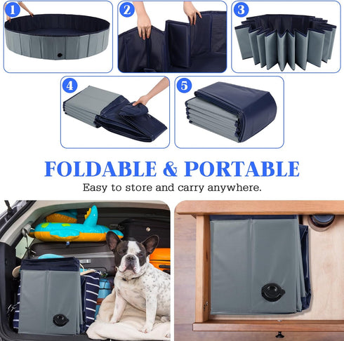 Swimming 39.5 12 Eooqi Foldable Dog Pool, Portable Pet Bath Tub and Kiddie Pool, Collapsible Bathtub for Puppies