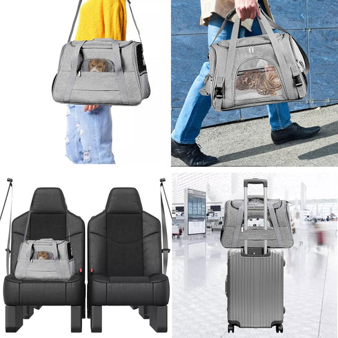 kathson Rabbit Travel Carrier Bag Airline Approved Pet Pocket Breathable Mesh Window Portable Hand Bag with Locking