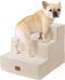 EHEYCIGA 3-Step Dog Stairs for Small Dogs, 13.5" H Non-Slip Indoor Ramp for Couch and Chair, Beige
