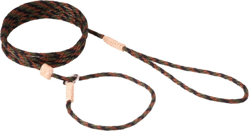 Alvalley Nylon Dog Training Leash with Stopper - Adjustable Nylon Rope Comes with Braided Leather at Ends - Tagua Bead Stopper Slip Lead - Suitable for Walking, and Training