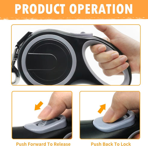 26Ft Retractable Dog Leash for Large Medium Dogs up to 110lbs, Heavy Duty with One-Handed Brake (MK-DEF)