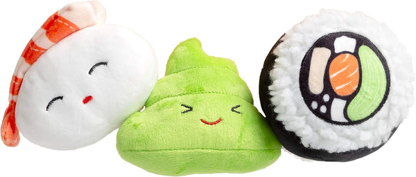Pearhead Sushi Plush Toys, Durable Squeaky Dog Toy Set, Soft Chew Toys, Gifts for Pet Owners, Set of 3