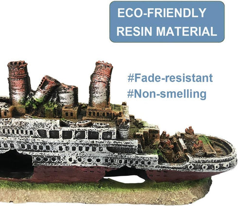 SLOCME Aquarium Titanic Shipwreck Decorations, Fish Tank Resin Material Pirate Ship Decor, Titanic Ornament