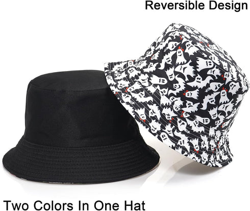 Halloween Bucket Hat, Reversible Beach Sun Hat for Women