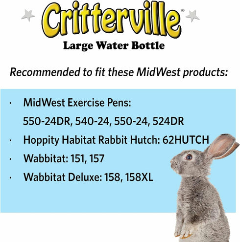 MidWest Homes for Pets Large Animal Water Bottle, Ideal for Hamsters, Mice, Guinea Pigs & Rabbits