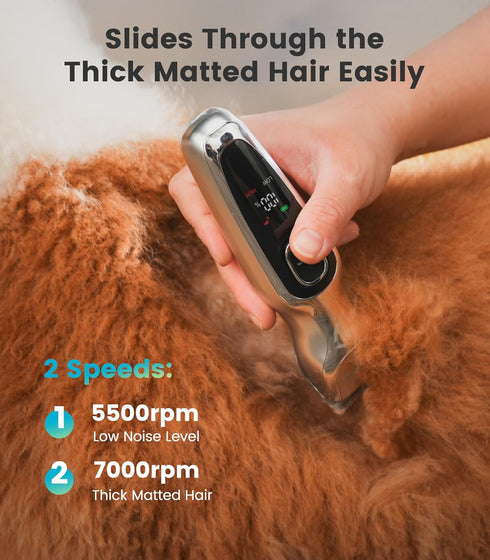 2-Speed Trimmer oneisall Dog Clippers for Grooming Thick Hair, Low Noise Cordless Dog Shavers, Pet Hair Grooming Kit