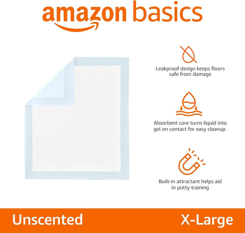 15 Pack Amazon Basics Basic Disposable Dog Training Pads,XL