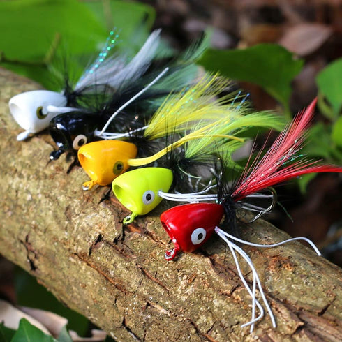 XFISHMAN Popper-Flies for Fly Fishing, Topwater Bass Panfish Bluegill Poppers Flies Bugs Lures