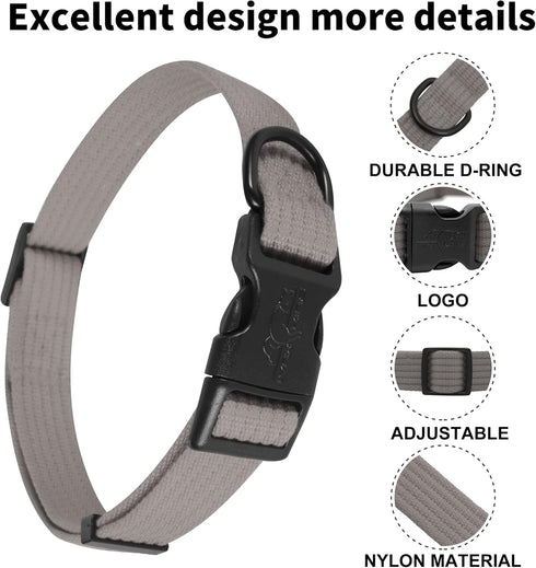 lynxking Soft Padded Dog Collar, Breathable Cotton Solid Color Adjustable Pet Collar for Little Puppies