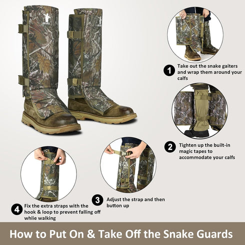 Snake Gaiters - Waterproof Lower Legs Snake Guards - Anti-Snake Gaiters for Men/Women, Adjustable Size